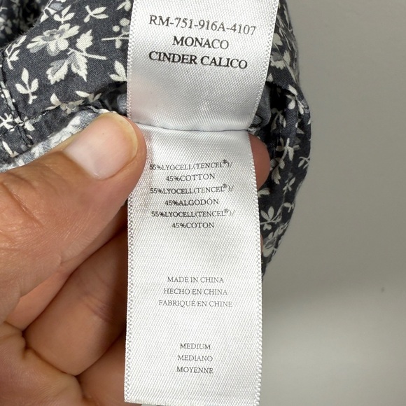 RAILS Monaco Floral Short Sleeve Button-Down Shirt in Cinder Calico (Gray) Sz M - Picture 4 of 9